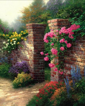 thomas kinkade Painting - The Rose Garden Thomas Kinkade